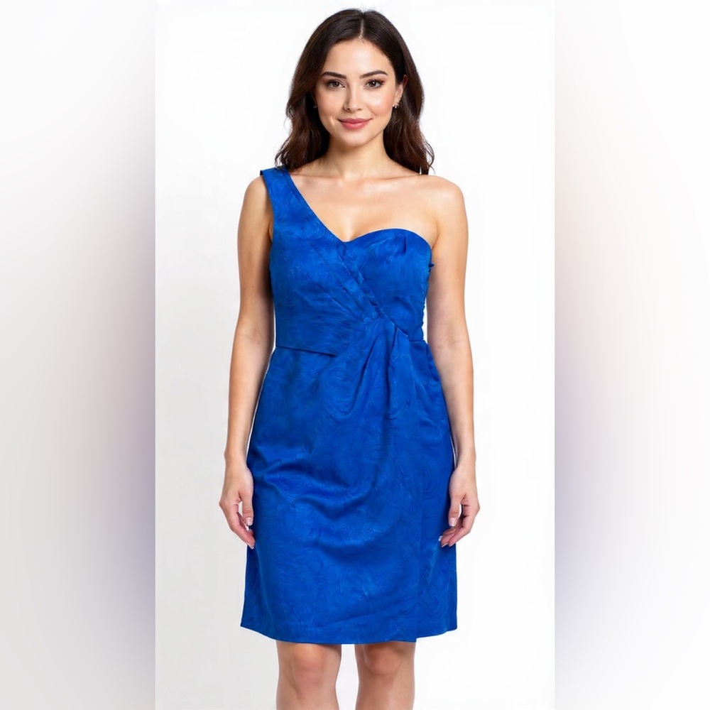 Max & Cleo Blue One Shoulder Dress Size 6